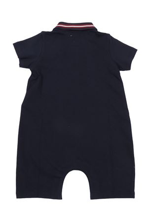 Tutina in piquet di cotone con orlo tricolore MONCLER KIDS | L19518L000068496F778